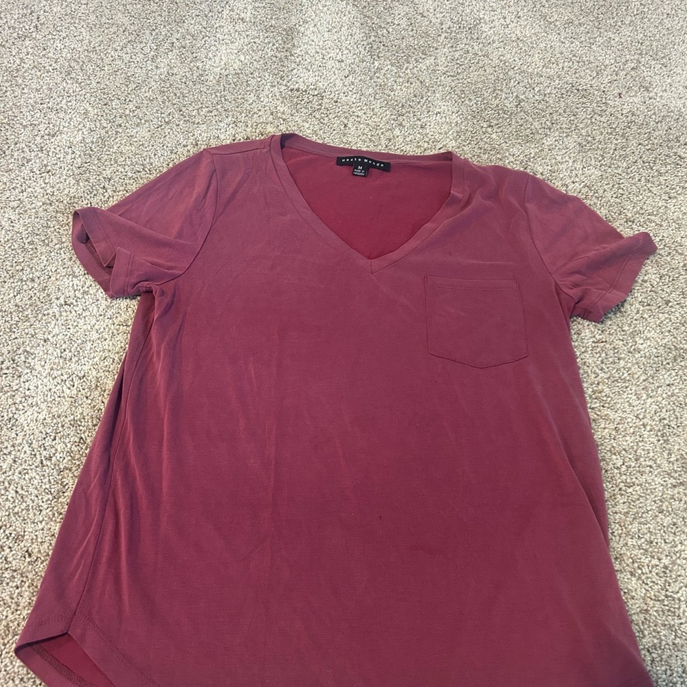 Universal Thread V-Neck Tee in Deep Red